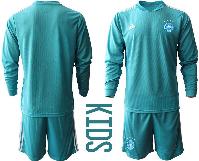 Youth 2021 World Cup National Germany lake blue long sleeve goalkeeper Soccer Jerseys->germany jersey->Soccer Country Jersey